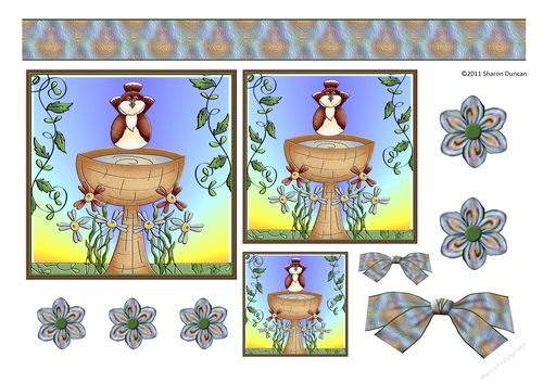 Home Tweet Home Topper Sheet - A4 - Birdbath - set 1