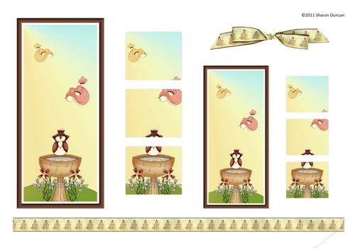 Home Tweet Home Topper Sheet - A4 - Birdbath - set 2