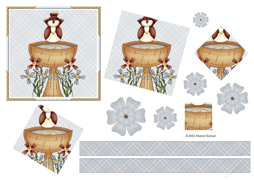 Home Tweet Home Topper Sheet - A4 - Birdbath - set 3