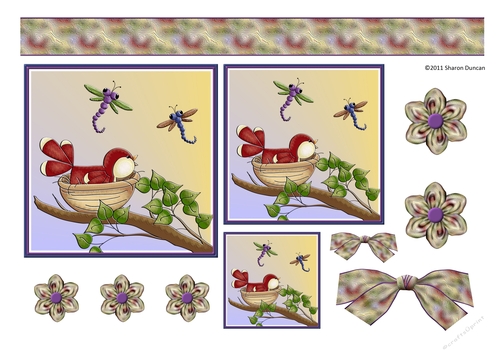 Home Tweet Home Topper Sheet - A4 - Bird on branch - set 1