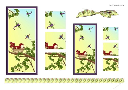 Home Tweet Home Topper Sheet - A4 - Bird on branch - set 2