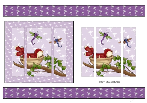 Home Tweet Home Topper Sheet - A4 - Bird on branch - set 4