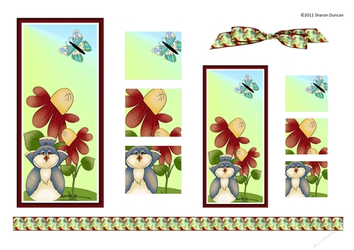 Home Tweet Home Topper Sheet - A4 - Bird red flower - set 2