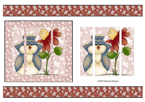 Home Tweet Home Topper Sheet - A4 - Bird red flower - set 4