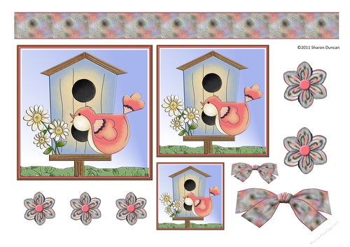 Home Tweet Home Topper Sheet - A4 - Pink bird - set 1