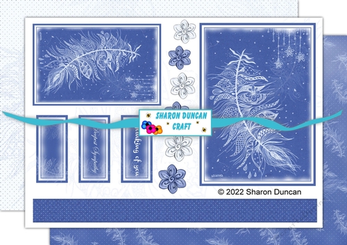 White feather sympathy topper and papers - 3 sheets - blue