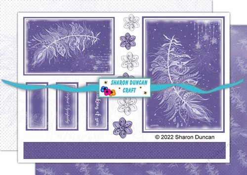 White feather sympathy topper and papers - 3 sheets - purple