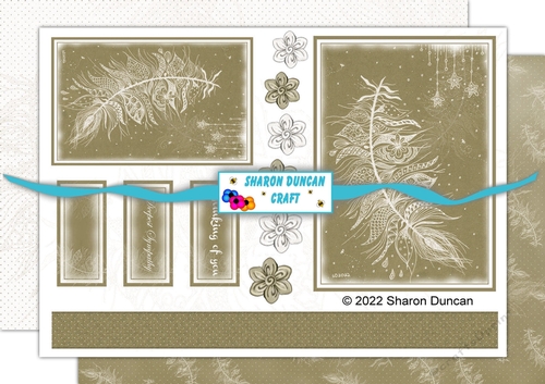 White feather sympathy topper and papers - 3 sheets - sepia