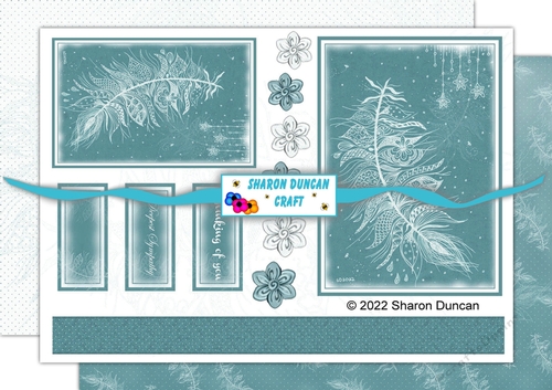 White feather sympathy topper and papers - 3 sheets - turquoise