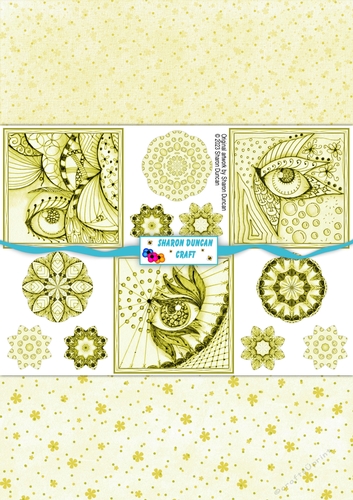 Doodle Eye Toppers and Backing Papers - 3 sheets - olive