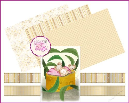 The Big Cheese Topper, Papers and Ribbon Borders.  Original Artwork by Sharon Duncan