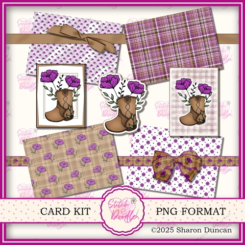 Western Boots Paper Craft Kit: 11 Piece Card Making Kit - BROWN BOOT