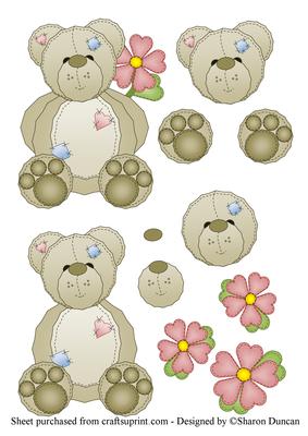 Teddy Flowers Decoupage