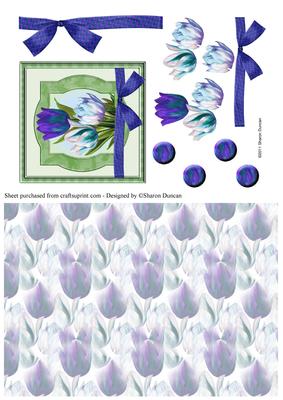 Stunning Tulip Topper & Paper - Blue