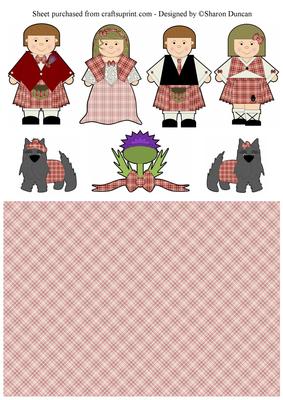 Highland Fling Scottish Characters - Red Tartan