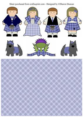 Highland Fling Scottish Characters - Blue Tartan