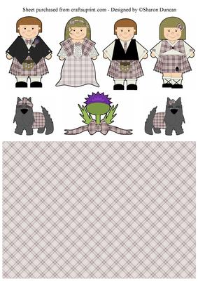 Highland Fling Scottish Characters - Grey Tartan