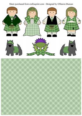 Highland Fling Scottish Characters - Green Tartan