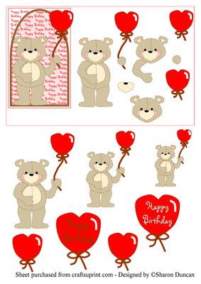 Sweetheart Bears - Birthday Balloons Red