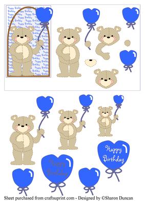 Sweetheart Bears - Birthday Balloons Blue