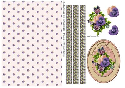 Pretty Pansy Oval Topper and Paper - Lilac