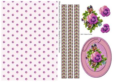 Pretty Pansy Oval Topper and Paper - Pink