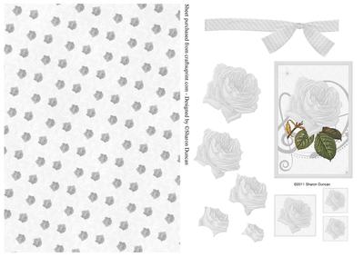 Musical Rose Decoupage and Paper - White