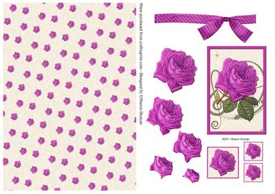 Musical Rose Decoupage and Paper - Cerise