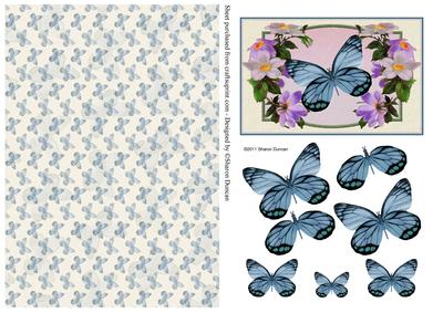 Pretty Floral Butterfly Topper and Paper - Turquoise