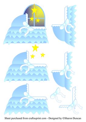 Frilly Baby Cradle - Blue