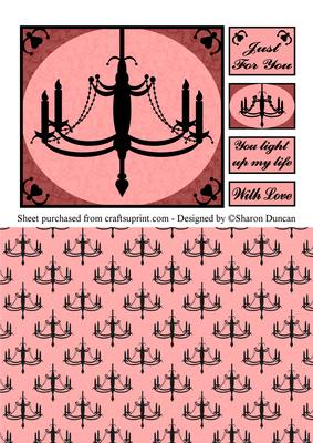 Elegant Silhouette Chandelier Topper and Paper - Pink