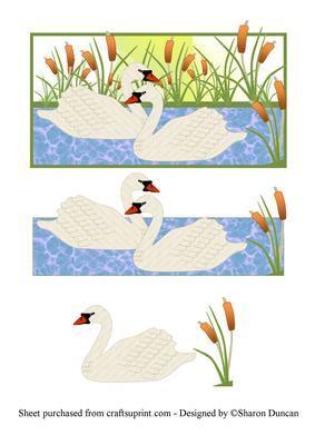 Elegant Swan Couple Decoupage
