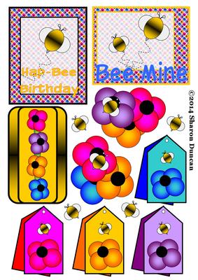 Bright Flowers and Bees Toppers