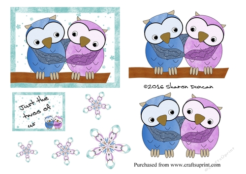 Just The Twoo Of US - decoupage owls