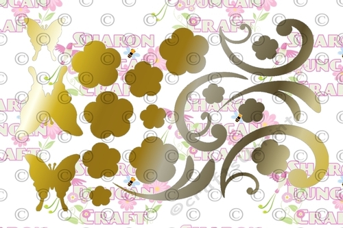 FLOWERS, SWIRLS AND BUTTERFLIES