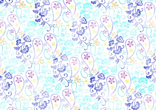 Pretty Paisley Floral A4 Backing Paper - Blue