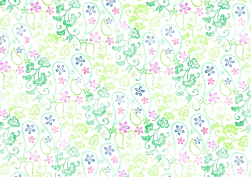 Pretty Paisley Floral A4 Backing Paper - Green