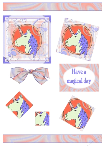 Unicorn twisted stacker with ribbons and bows -  Purple