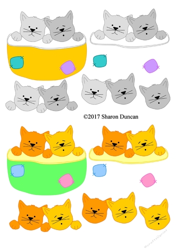 Purr-fect kitties decoupage - Sleepy Cat - 2 designs