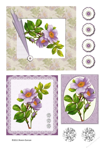 Assorted toppers - pretty florals - lilac