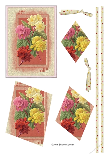 Pretty floral stacked topper with ribbons and bows - yellow
