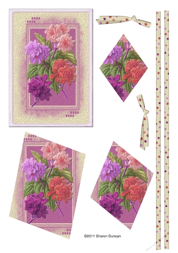 Pretty floral stacked topper with ribbons and bows - red