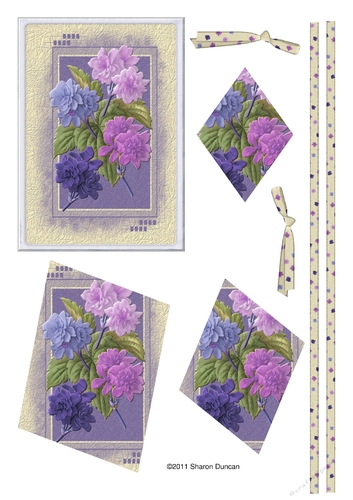 Pretty floral stacked topper with ribbons and bows - lilac