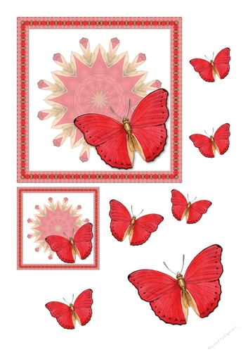 Square Butterfly Topper - Red