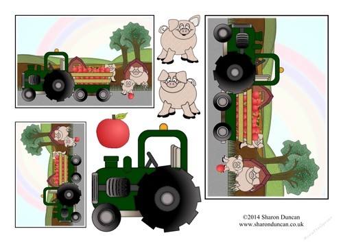 Farmyard Friends Topper Sheet - Green Tractor and Trailer