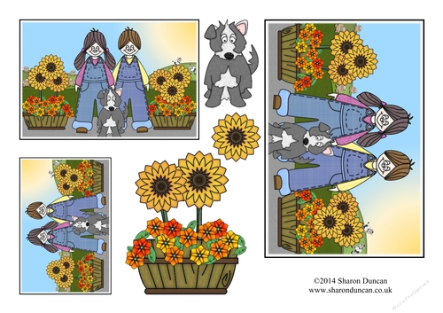 Farmyard Friends Topper Sheet - Sunflowers and Sheepdog