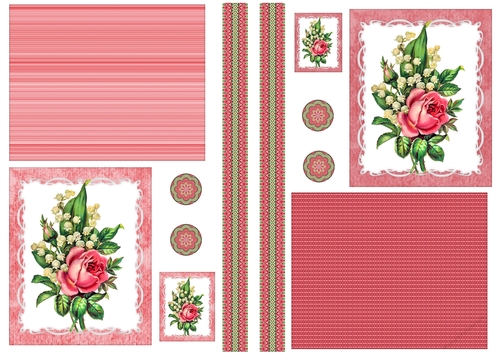 Floral Topper Sheets with embellishments - Pink Rose Spray