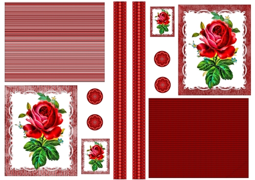Floral Topper Sheets with embellishments - Red Rose
