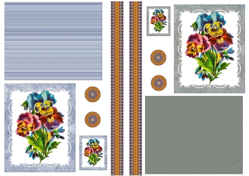 Floral Topper Sheets with embellishments - Pansies