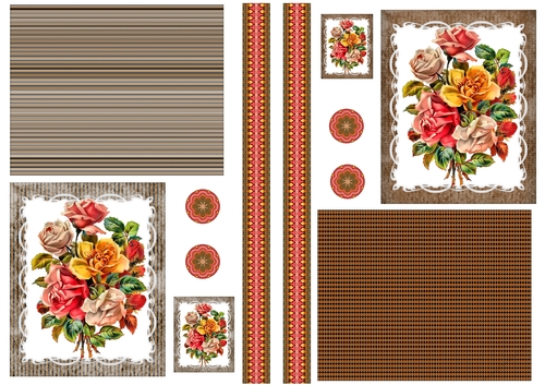 Floral Topper Sheets with embellishments - Rose Bouquet